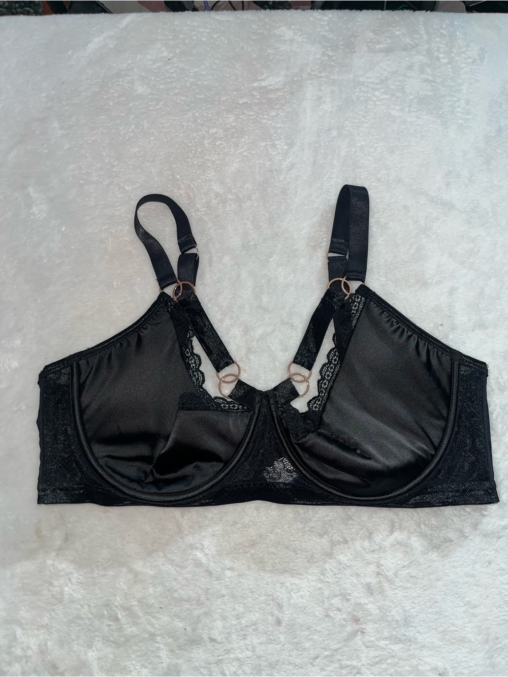 Fox & Royal Gorgeous Sexy Balconette Half Cup Strappy Satin Underwire Bra 42G/H